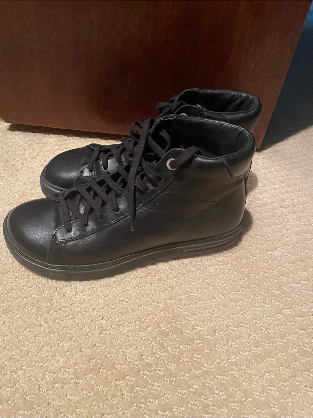 Birkenstock Women’s Black Leather High-Top Sneakers